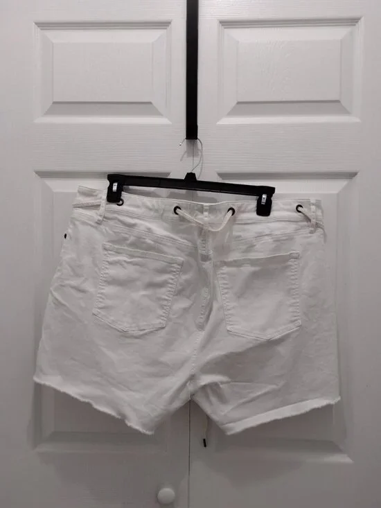 LOFT Plus Size 22 White Denim Shorts NWOT Drawstring Waist Frayed Hem Casual Sum - Picture 5 of 8
